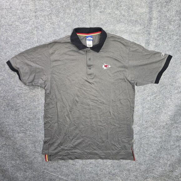 Kansas City Chiefs Shirt Mens Medium Gray NFL Football Polo Reebok Embroidered - Picture 1 of 8
